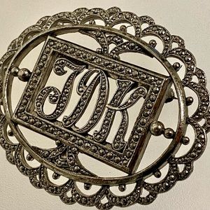 Vintage Miriam Haskell Brooch JDK Initials